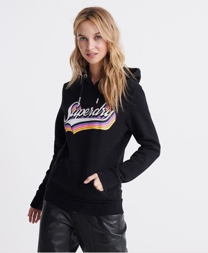 Superdry Neon Classic Shadow Női Kapucnis Pulóver Fekete | HSMOZ5368